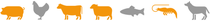 Icons: Animal feed solution for Pig, Ruminant, Sheep, Crustaceans
